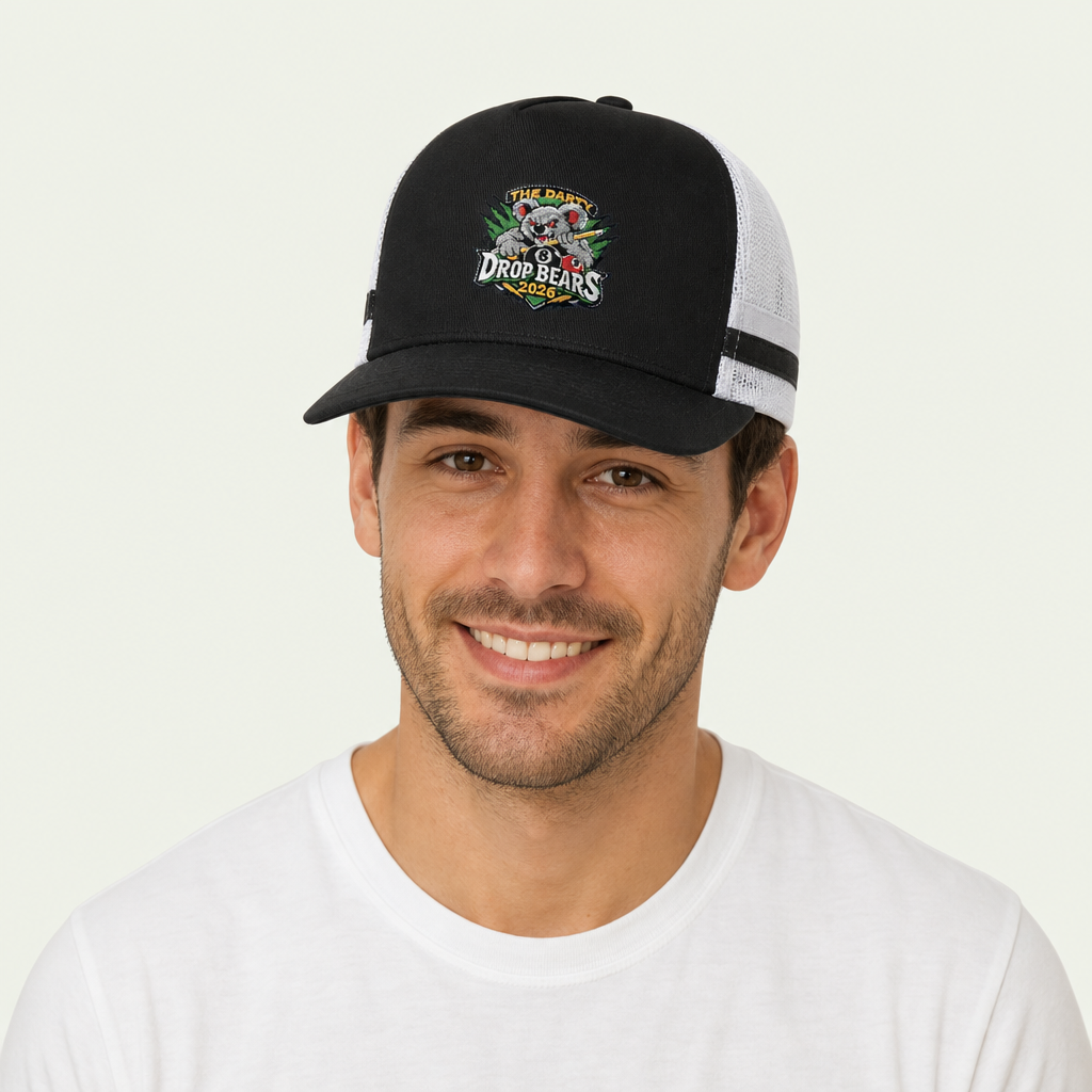 Drop Bears Striped Trucker Hat
