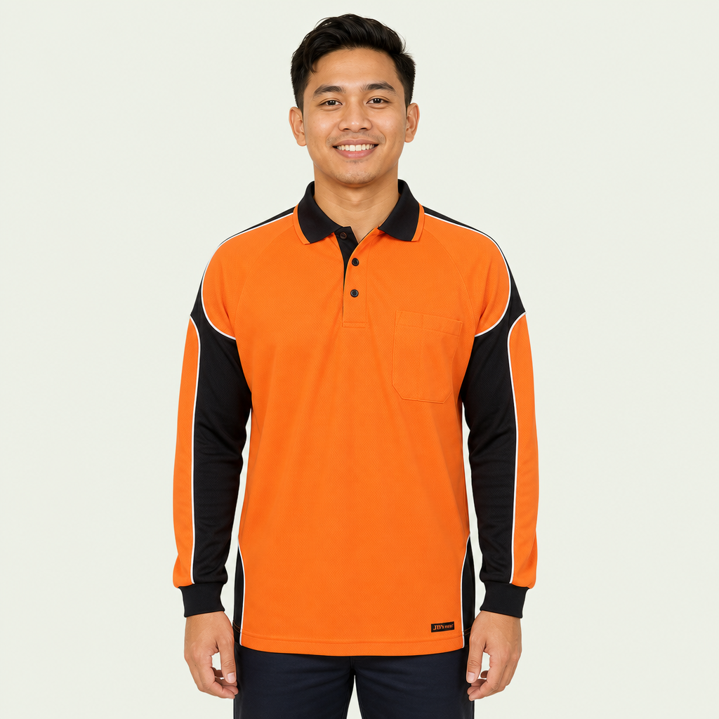 Hi Vis Long Sleeve Arm Panel Polo