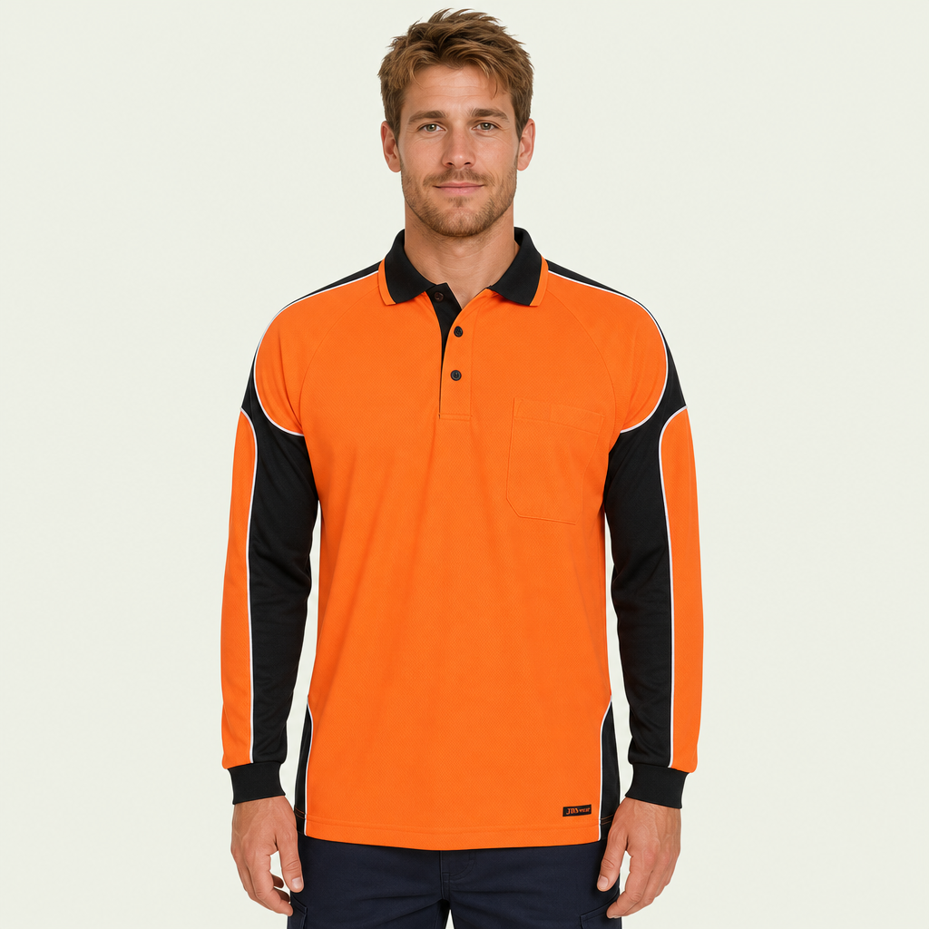 Hi Vis Long Sleeve Arm Panel Polo